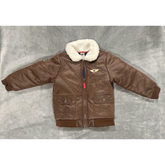 Little Me Aviator Jacket Size 3T Brown Sherpa Bomber Pilot Air Force Halloween - Picture 1 of 6